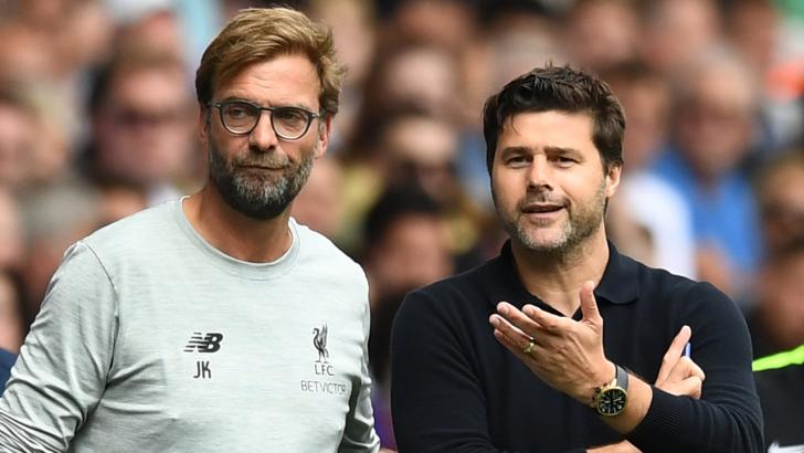 Liverpool manager Jurgen Klopp and Tottenham manager Mauricio Pochettino